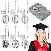 SANNIX 4 Pcs Graduation Tassel Photo Charm, Sliver Memory Tassel Picture for Graduation Cap Class of 2025 Memorial Photo Charm for Personalized Grad Gift Cap Decorations