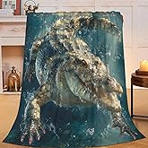 Crocodile Throw Blanket Alligator Blankets Aviation Traver Fleece Plush Super Soft Cozy Warm Lightweight Animal Decor Gifts for Boys Girls Kids Adults Men Women 40" x 50"