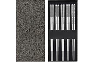 Metal Chopsticks Reusable 316 Stainless Steel Chopsticks Multipack Dishwasher Safe Chop Sticks Square Fancy Laser Engraved No