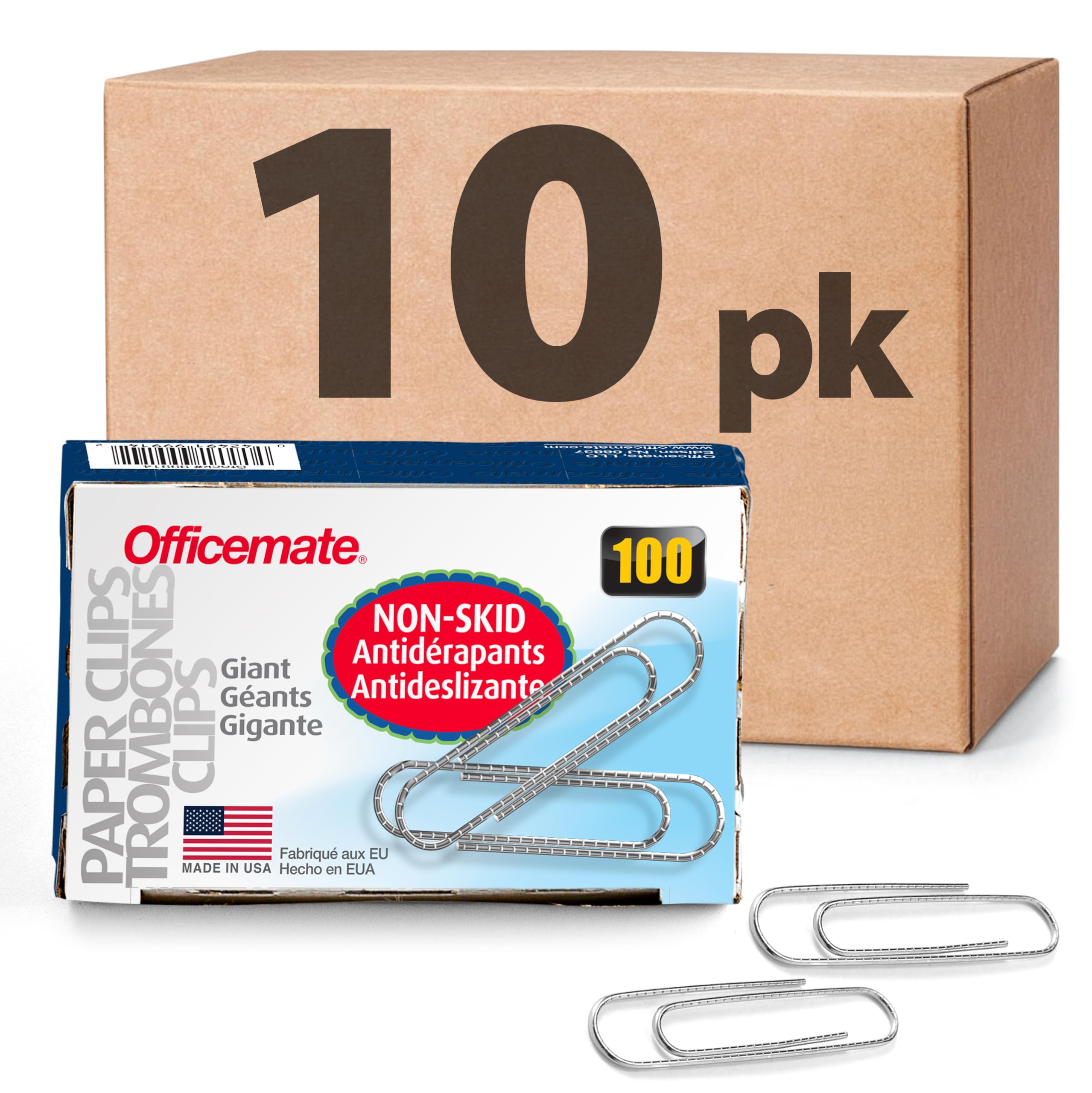 Officemate Giant Non-Skid Paper Clip, 1,000 Clips (10 Boxes of 100 Each) (99915)