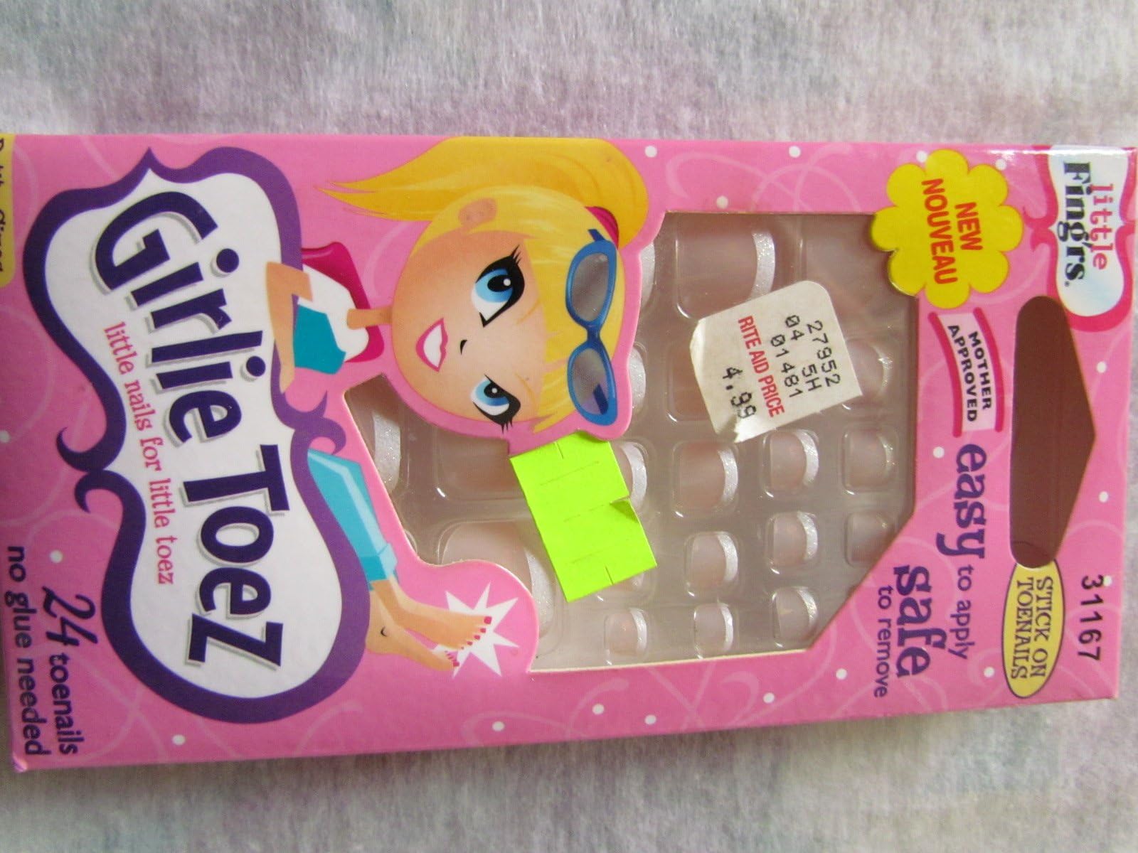 Girlie Toez little Fingrs stick on toenails 24 toenails petite sizes no glue needed 31167