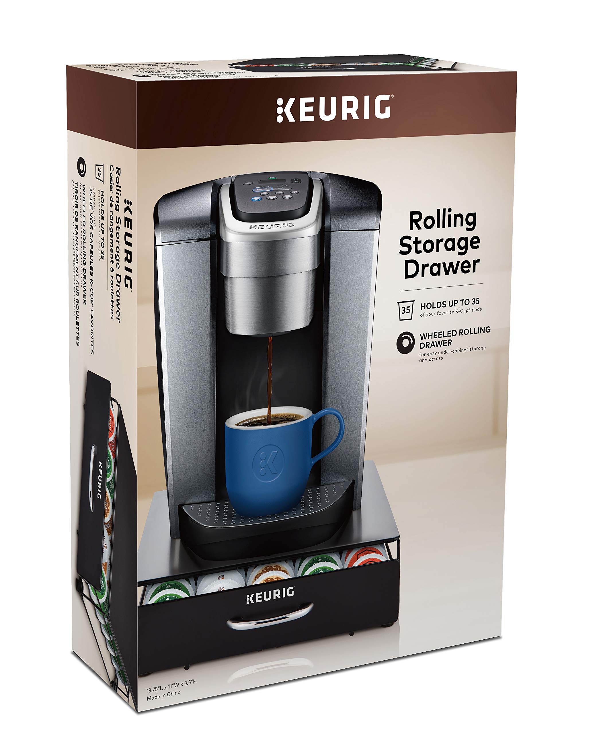 Keurig Under Brewer Storage Drawer, Coffee Pod Storage, Holds Upto 35 Keurig K-Cup Pods, Black
