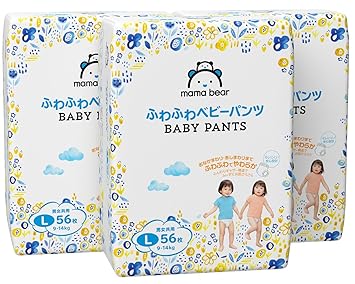 【クリックで詳細表示】[Amazonブランド]Mama Bear ふわふわベビーパンツ L(9-14kg) 56枚＆times；3パック