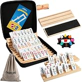 Doreimi Mexican Train Dominoes Double 12, 91 Number Tiles, 8 Wooden Holders | Colored Tiles, Portable Carrying Case, Easy-Read Numbers, Great for Kids and Adults, Family Game Nights