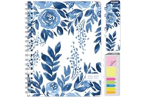 GLOBAL PRINTED PRODUCTS HARDCOVER Academic Year 2024-2025 Planner: (June 2024 Through July 2025) 8.5"x11" Daily Weekly Monthly Planner Yearly Agenda. Bookmark, Pocket Folder and Sticky Note Set (Blue Bloom)