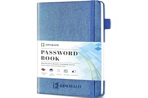 EPEWIZD Password Book with Alphabetical Tabs Hardcover Password Organizer 5.2X7.7'' Internet Address Book for Computer and Website Logins Easter Gifts Suitable for Home and Office-Blue