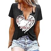 LAZYCHILD Baseball Shirts for Women: Baseball Mom T-Shirt Game Day Gifts Baseball V Neck Tee Tops