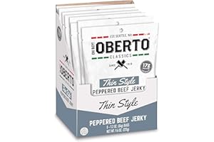 Oh Boy! Oberto Classics Thin Style Peppered Beef Jerky, 1.2 Ounce (Pack of 8)