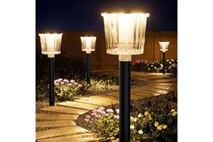ALFIOT Super Bright Solar Pathway Lights Outdoor Powered 8 Pack,Adjustable Warm&Cool White,Waterproof IP65 Solar Garden Decor Landscape Lighting Outside for Front Yard/Patio/Walkway/Driveway/Lawn/Path Light