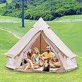 Canvas Bell Tent for 4 Season Waterproof Luxury Yurt Tent Waterproof Canvas Tents Glamping Tent for Family Camping Outdoor Hu