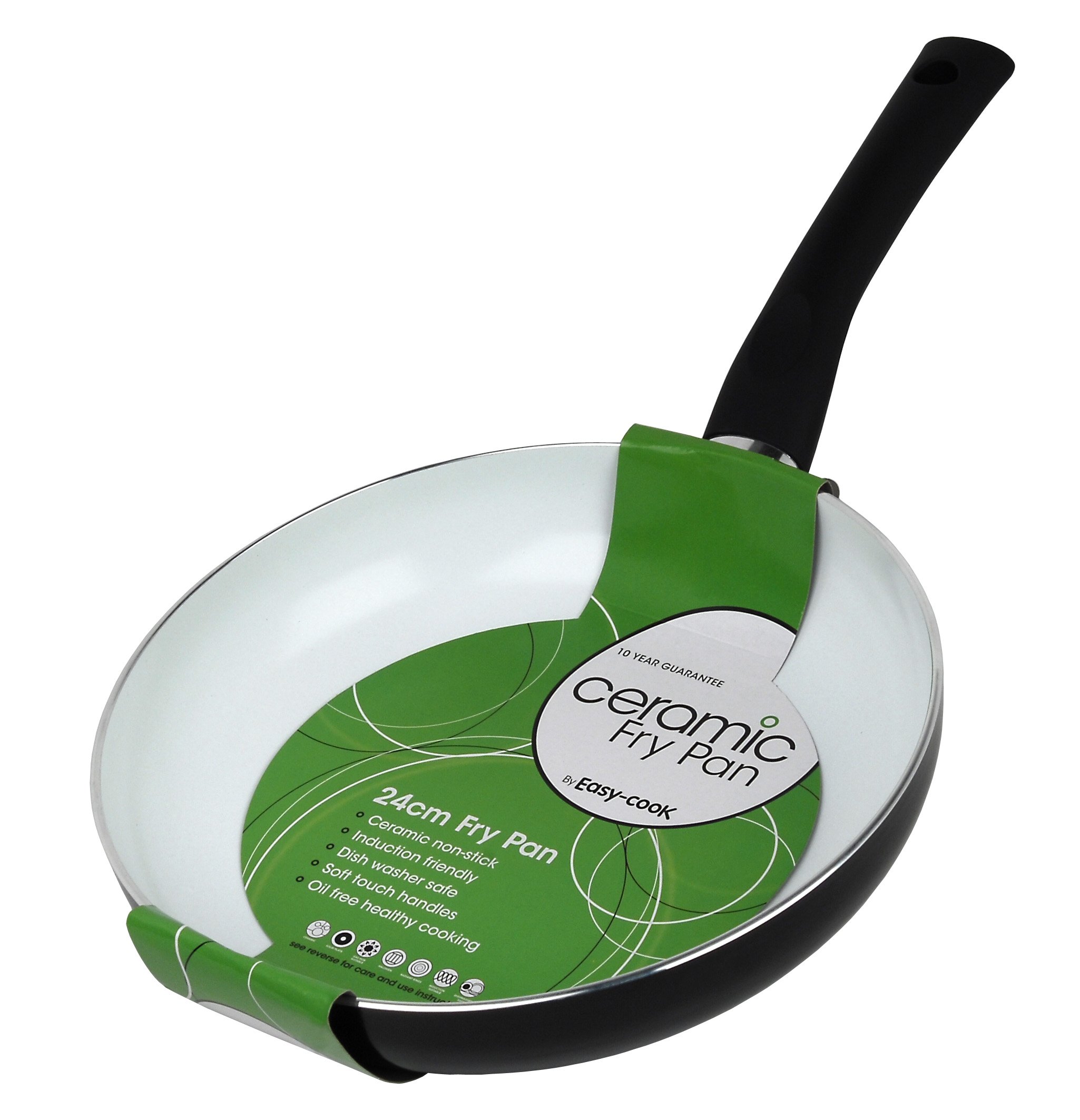 Easy Cook 1554 24cm Ceramic Frying pan, Aluminium, Black and White, 24 cm