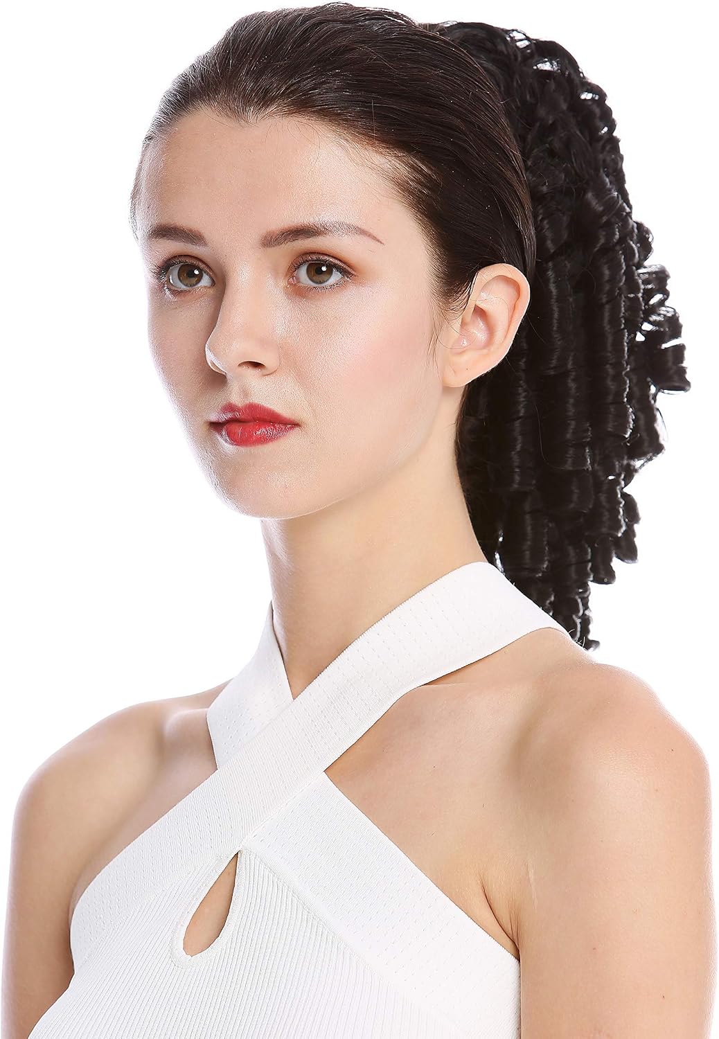 WIG ME UP - N900A+2-V-1B Ponytail Hairpiece Extensions elaborate baroque ringlets corkscrew curls voluminous black 12inch - Image 4