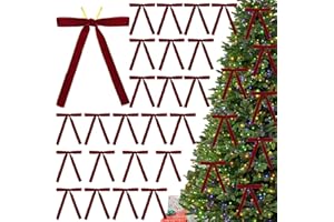 24PCS Velvet Bows for Christmas Tree, Double Layer Burgundy Velvet Christmas Tree Bows Ornaments Decor Indoor, Vintage Christ