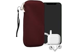 kwmobile Neoprene Phone Pouch Size XXL - 7" - Universal Cell Sleeve Mobile Bag with Zipper, Wrist Strap - Berry