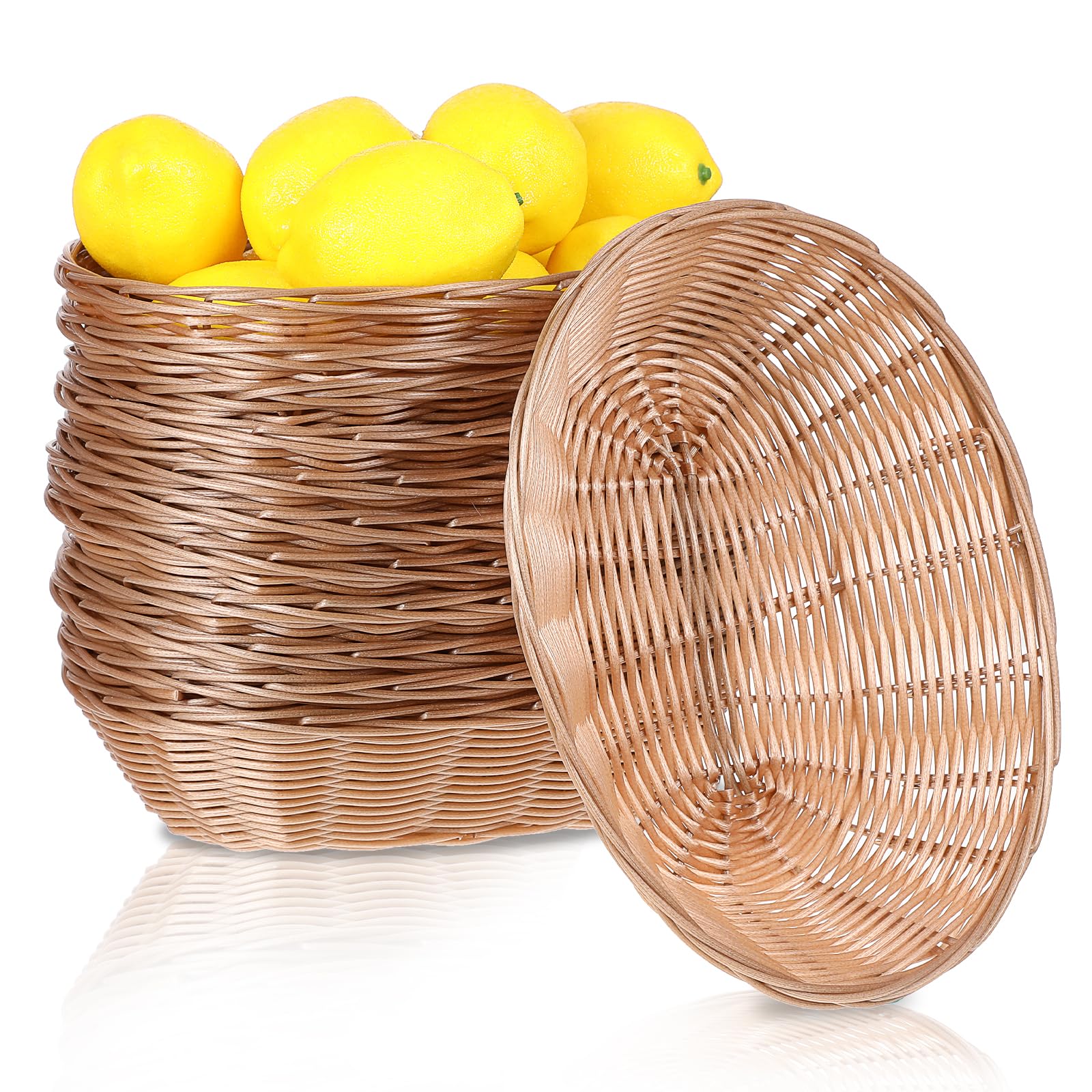 Photo 1 of 12 Pack Bulk Plastic Oval Basket Small Fruit Bread Basket Food Storage Basket Bin for Gifts Empty Home Kitchen Restaurant Food Serving Storage Display Decor