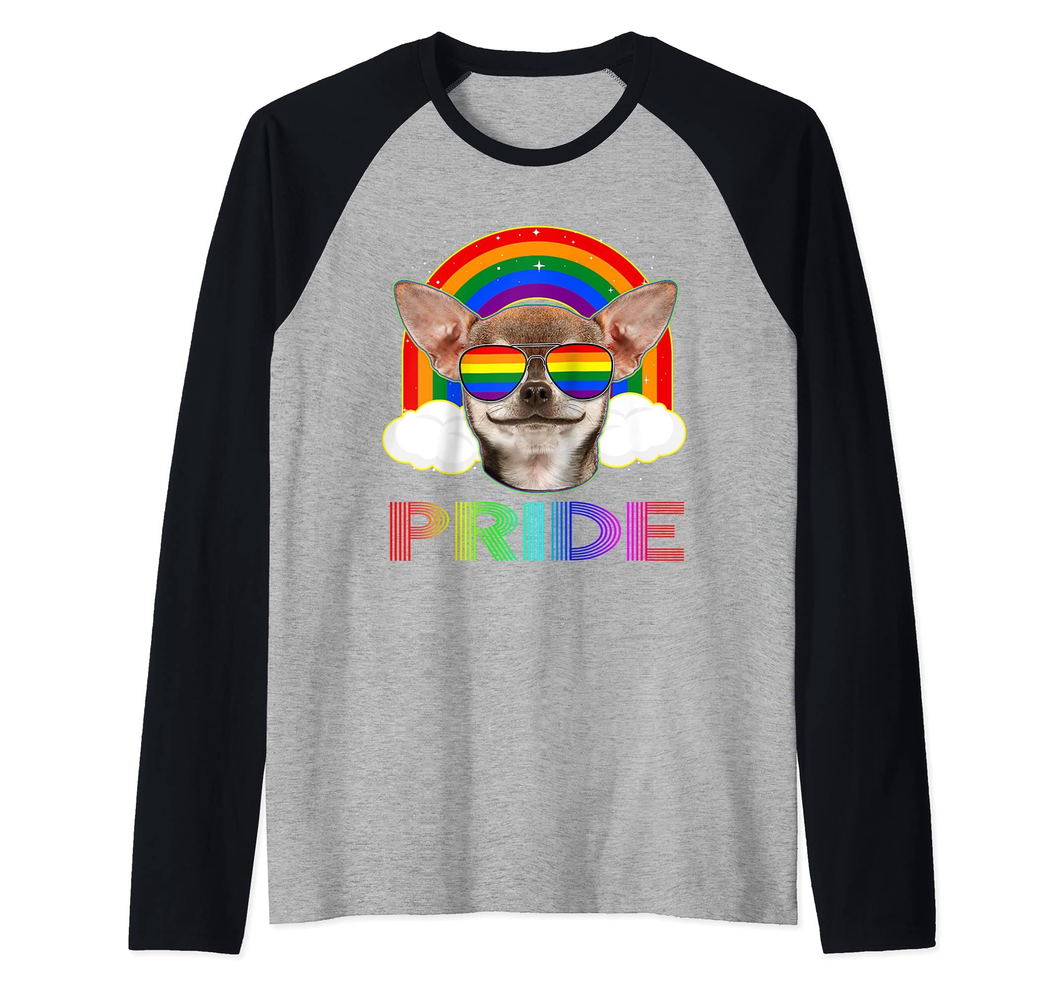 Chihuahua Dog LGBT Rainbow Gay Lesbian Funny LGBTQ Pride Raglan Baseball Tee