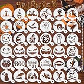 JULBEAR 36Pcs Halloween Cookie Stencils Reusable Cake Baking Mold Tools | Reusable Templates Material, Holiday Painting Dessert Craft Coffee, DIY Cookies Decoration, 36 Pieces Cake Mold