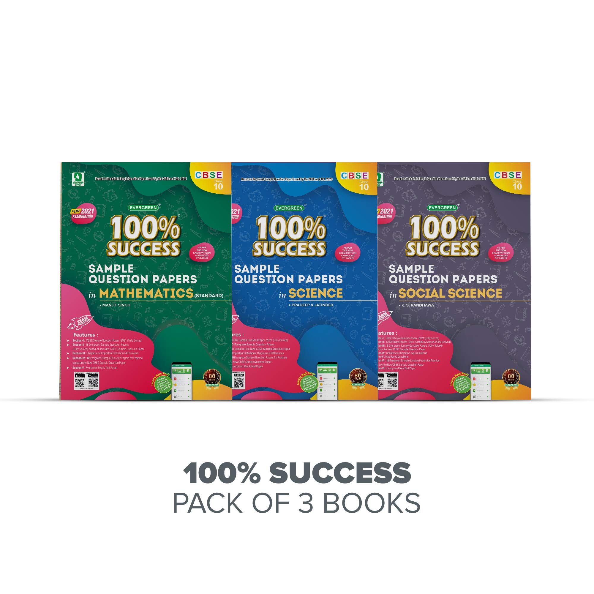 Evergreen CBSE 100% Success SAMPLE QUESTION PAPERS In Mathematics(STANDARD) II SAMPLE QUESTION PAPERS In Science II SAMPLE QUESTION PAPERS In Social Science : For 2021 Examinations(CLASS10)