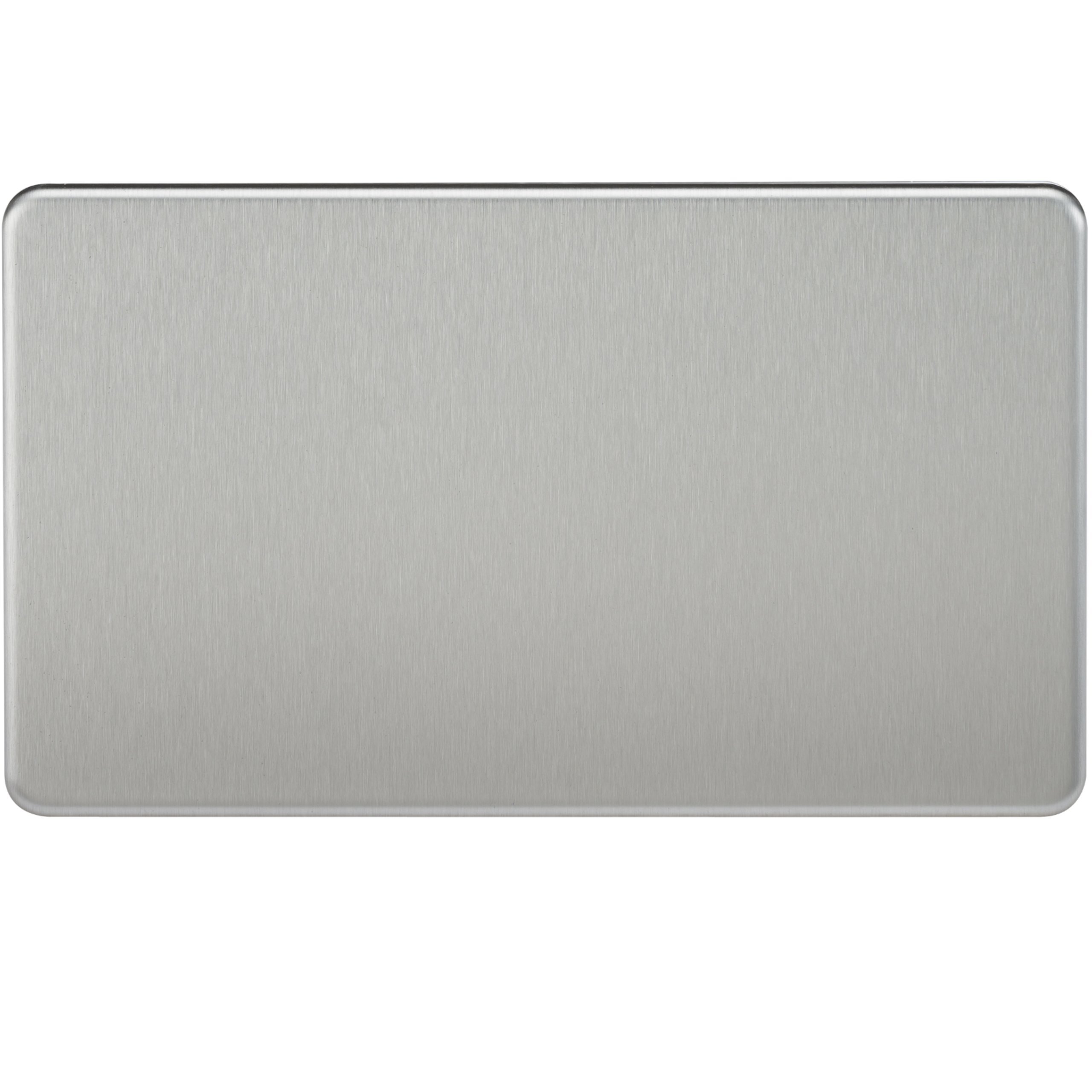 Knightsbridge SF8360BC Screwless 2-Gang Blanking Plate, Brushed Chrome