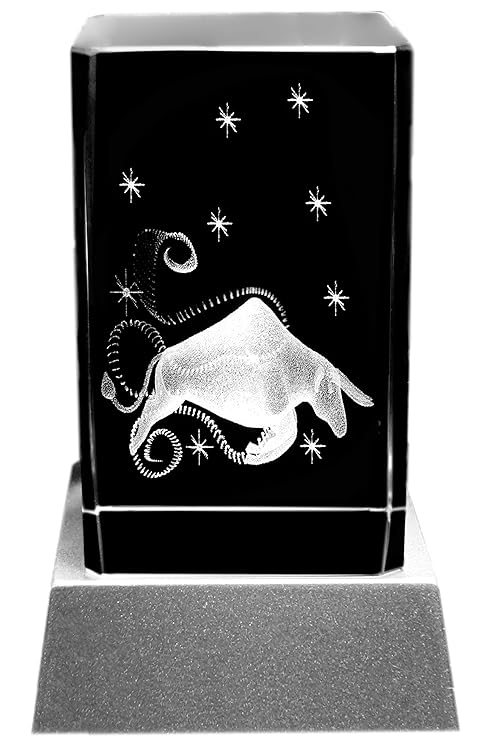 Kaltner Präsente Stimmungslicht - Das perfekte Geschenk: LED Kerze/Kristall Glasblock / 3D-Laser-Gravur Sternzeichen Stier