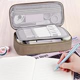 WEMATE Large Pencil Case 9x4.3x2.4in Big Capacity Canvas Organizer Brown view 6