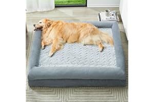 WNPETHOME Orthopedic Dog Beds for Large Dogs, Medium Waterproof Dog Couch with Removable Washable Cover & Anti-Slip Bottom, XL Dog Crate Bed with Sides