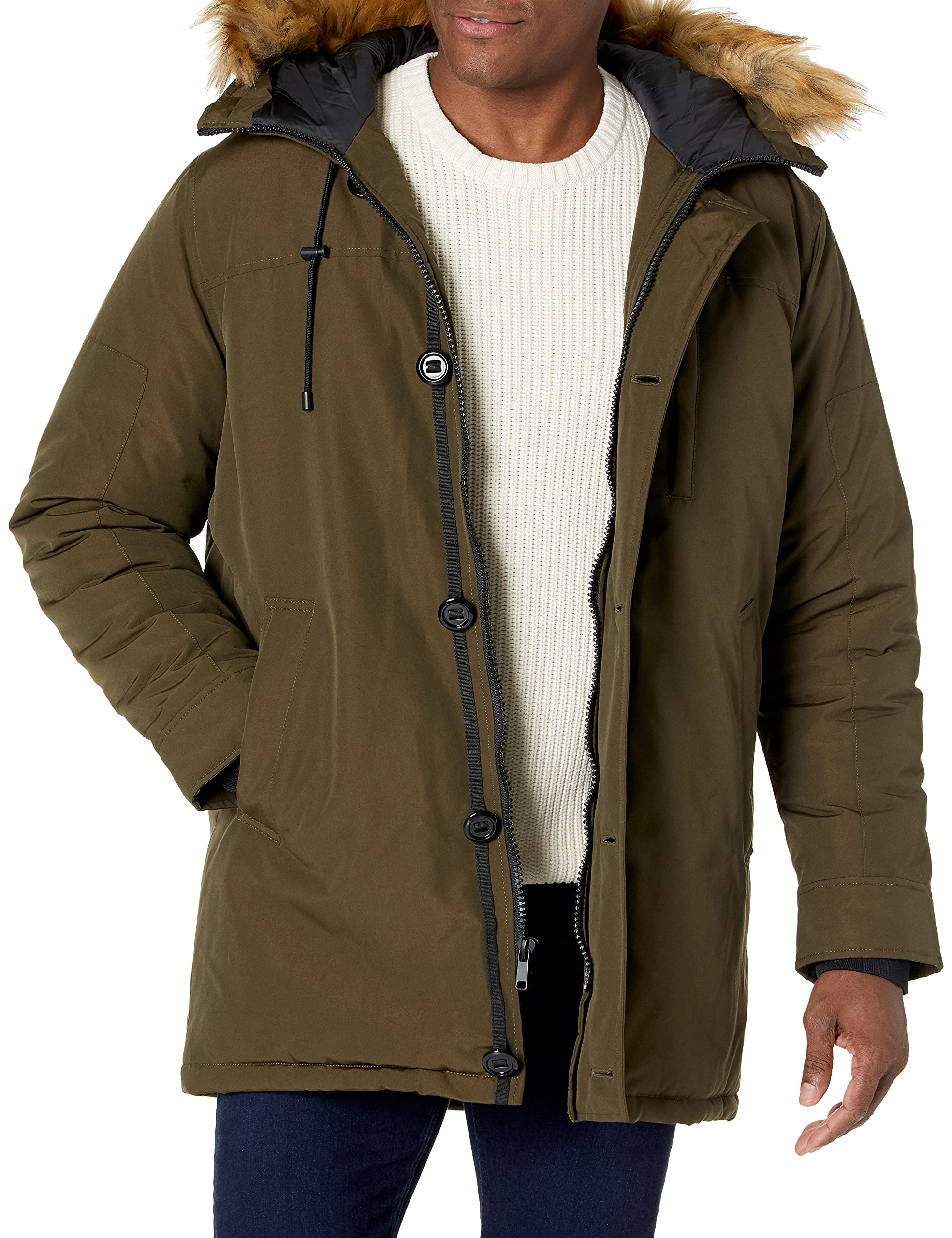 GUESS Men's Heavyweight Hooded Parka Jacket with