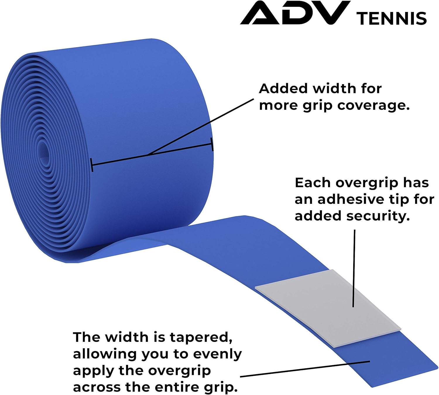 ADV Tennis Dry Overgrip - 12 or 30 Pack - Ultra Absorbent Grip Tape with Exclusive FeltTac Material for High Velvety Comfort - Pro Tested & Designed : Sports & Outdoors