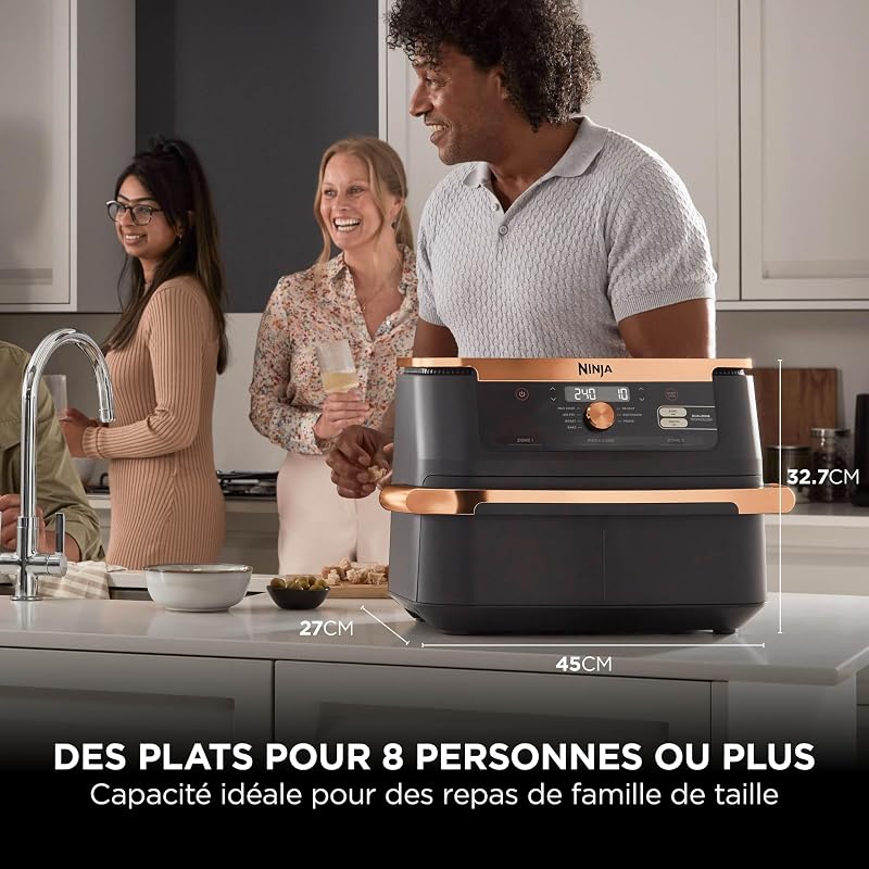 Foodi FlexDrawer Air Fryer 2 Compartiments, 10,4L, Noir/Cuivre