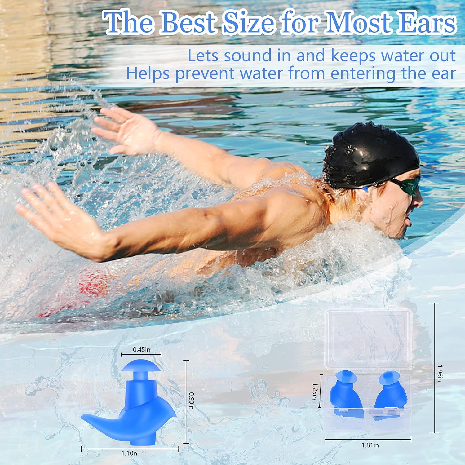 Swimming Ear Plugs, 4 Pairs Reusable Silicone Swimming Ear Plugs for Swimming Showering Bathing Surfing Snorkeling and Other Water Sports, Suitable for Adults and Kids: Health & Personal Care