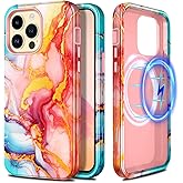 Casetego for iPhone 14 Pro Max Case,Compatible with MagSafe,[Military Grade Drop Test] Full Body Protection Slim Shockproof Rugged Marble Women Girls Case for iPhone 14 Pro Max 6.7 inch,Rose Gold