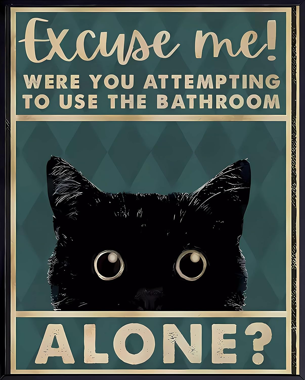 Wall Décor - MWBBAR Vintage Tin Sign -excuae me!were you attempting to use the bathroom alone?- Black Cat Metal Poster Cat Lover Gift Art Funny Cat Metal Poster Cat Lover Gift Cats And Cameras Poster Home Wall Art Decoration Retro Metal Tin Sign 8x12 inch