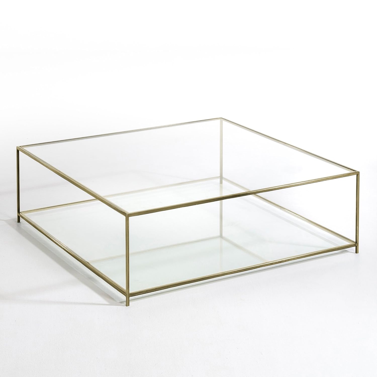 La Redoute Ampm Sybil Square Tempered Glass Coffee Table Amazonco