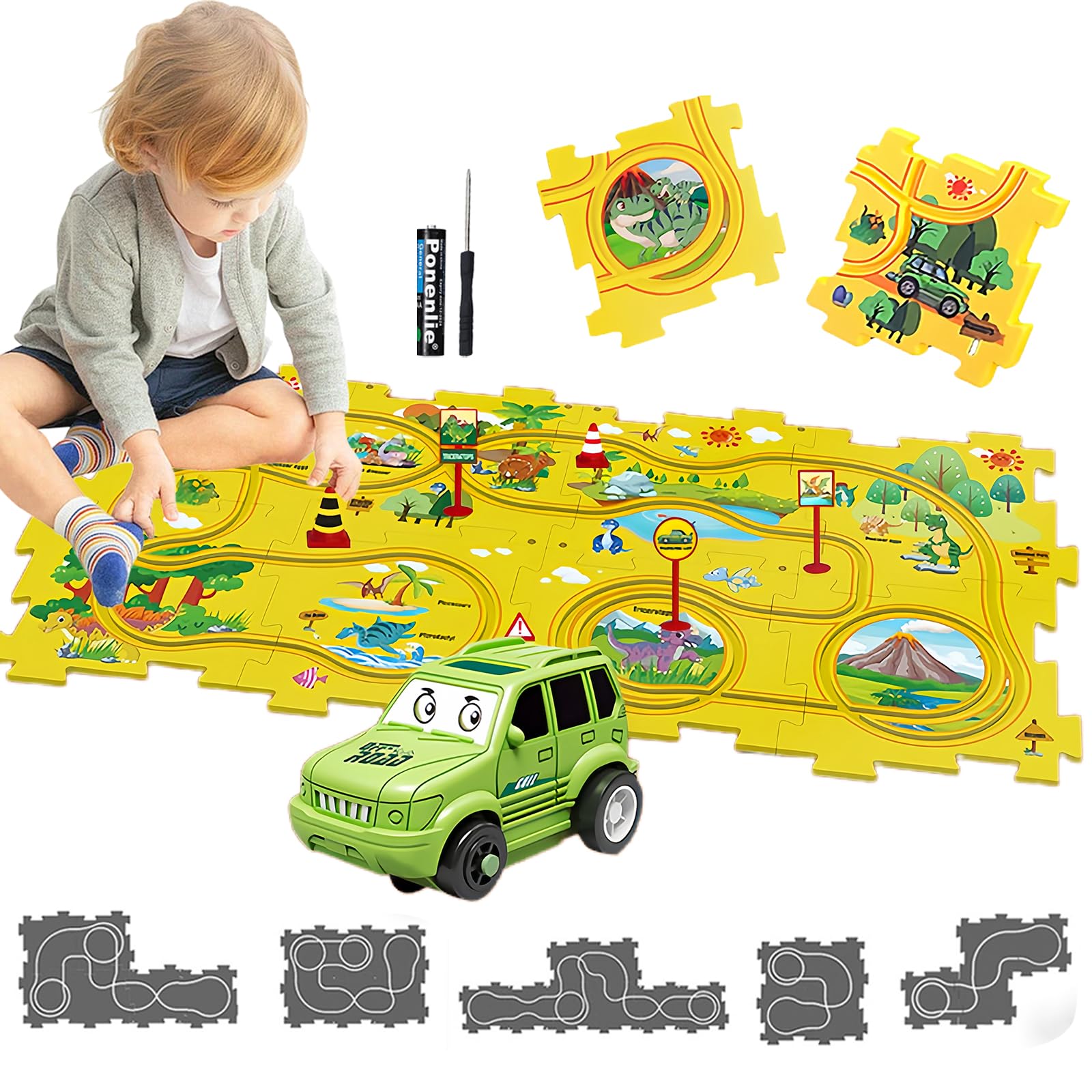 Puzzle Racer Kids Car Track set Toy for Kids DIY Puzzle Track Rail Route Educational Game Gift Games for Children 2 3 4 5 6 Years