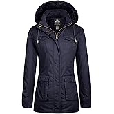 wantdo Women's Winter Parka Coat Sherpa Lined Warm Cotton Jacket with Removable Hood