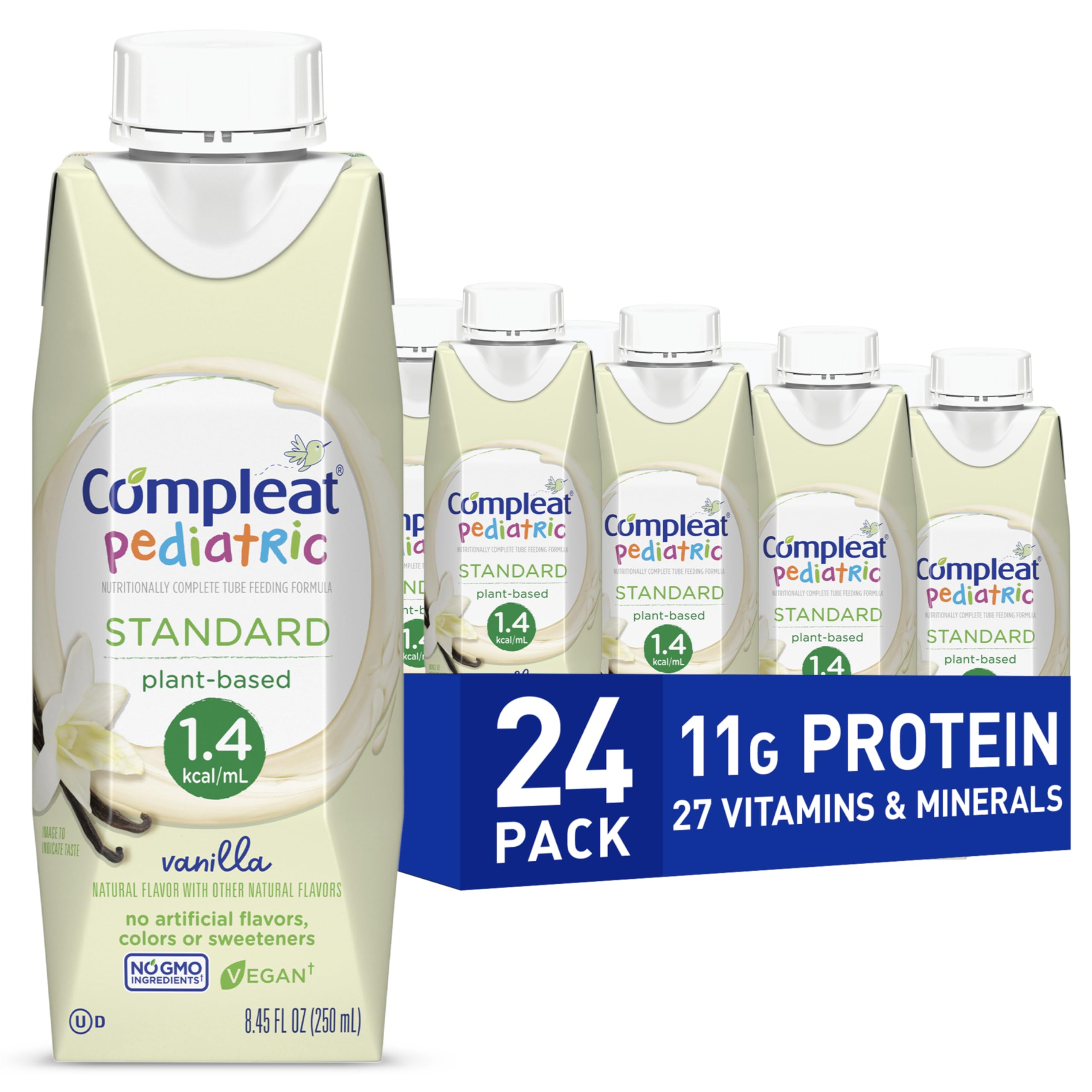 Photo 1 of Compleat Pediatric Standard 1.4mL, Plant Based Nutritionally Complete Shake, Tube Feeding Formula, Vanilla Flavor, 24 Pack
