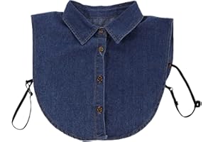 ANDRESLAD Detachable Denim Faux Collar for Women and Men, Removable False Shirt Insert with Pointed Lapel,