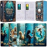 XSYLOHXL Ocean Tarot Cards with Guide Book for Beginners Unique Pretty Gold Foil Tarot Oracle Deck Set with Beautiful Box 400GSM 78 PCS Card Standard Size