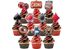 BONBEEDESIGN 40 PCS Casino Cupcake Toppers
