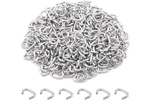 Rustark 1000 Pcs 3/8" Galvanized Hog Rings, Professional Upholstery Hog Rings Set for Furniture,Fencing,Bagging, Railing, Sausage Casing, Meat bags, Shock Cords