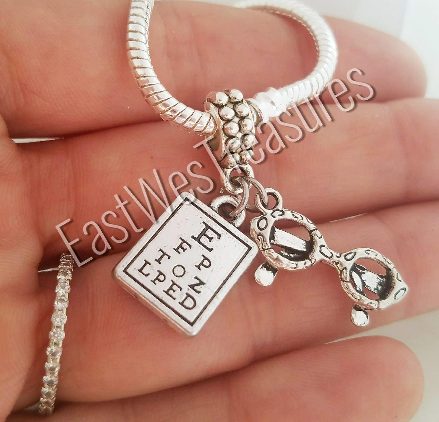 Optometrist Optometry Optician Gift Charm with Bracelet
