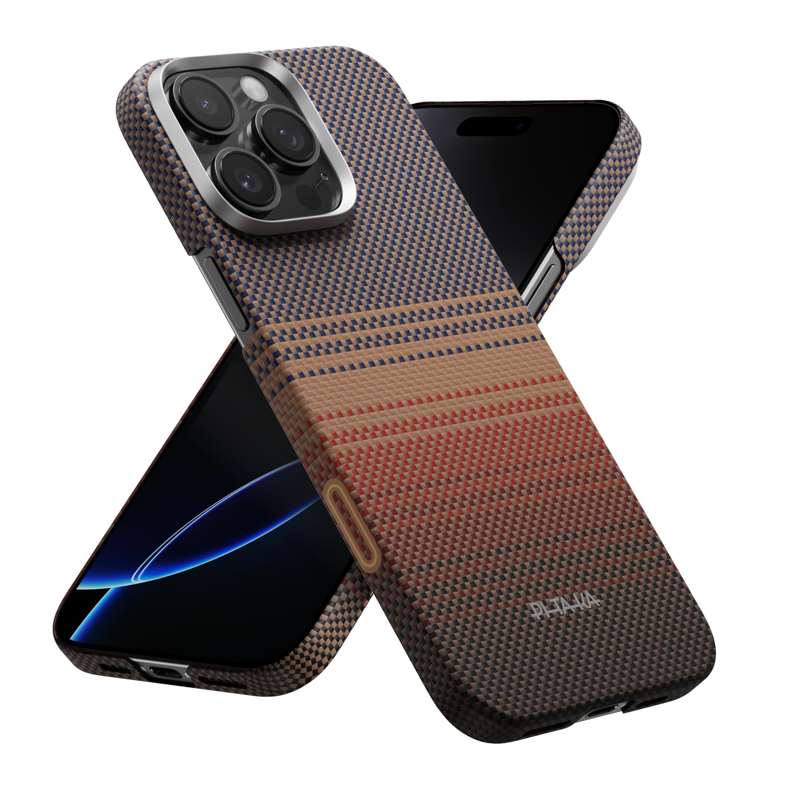 pitaka for iPhone 16 Pro Case Compatible with MagSafe, Thin & Light iPhone 16 Pro Case with a Caseless Feel, 1500D Aramid Fiber Woven [Tactile Woven -Sunset]