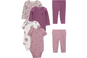 Simple Joys by Carter's baby-girls 6-piece Bodysuits (Short and Long Sleeve) and Pants Set
