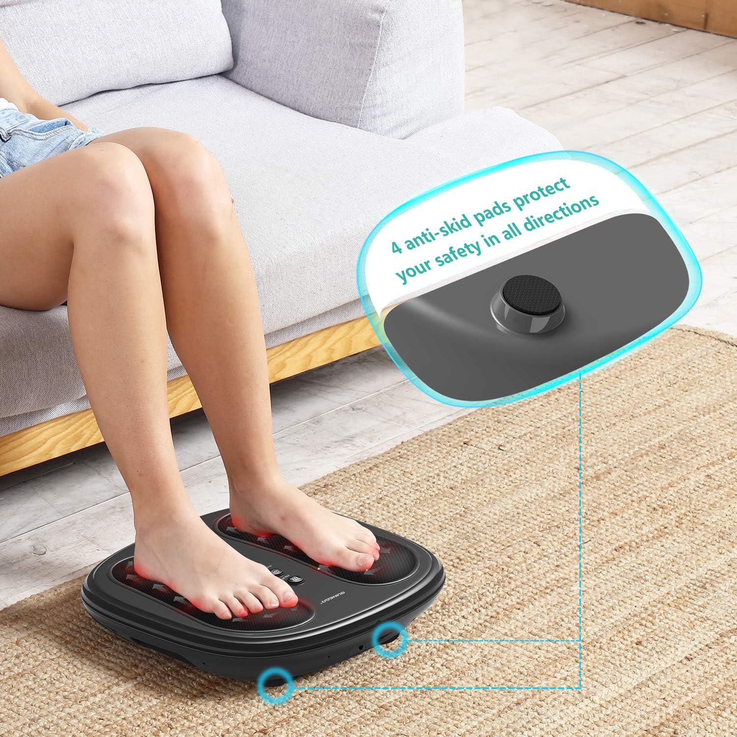 QUINEAR Foot and Back Massager with Infrared Heat, Shiatsu Kneading Feet Massage Machine Relieve Plantar Fasciitis Pain, Improve Circulation - 2 Speed & 2 Modes Fit All Size Feet: Health & Personal Care