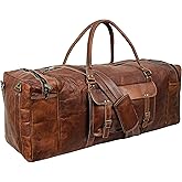 VINTAGE CRAFT SHOP Leather Duffel Bag Large 32 Inch Single Pocket | Travel Tote Carryon Bag Gym Sports Weekender Overnight | Duffle Bag For Men and Women