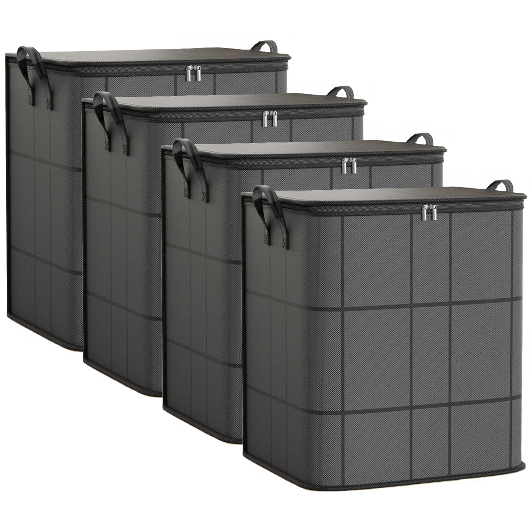 Photo 1 of 4 Pack Large Clothes Storage Bags, Comforter Storage organizers with lid, Clothing Storage Bins with Reinforced Handles, Sturdy Zippers, for Clothes & Bedding