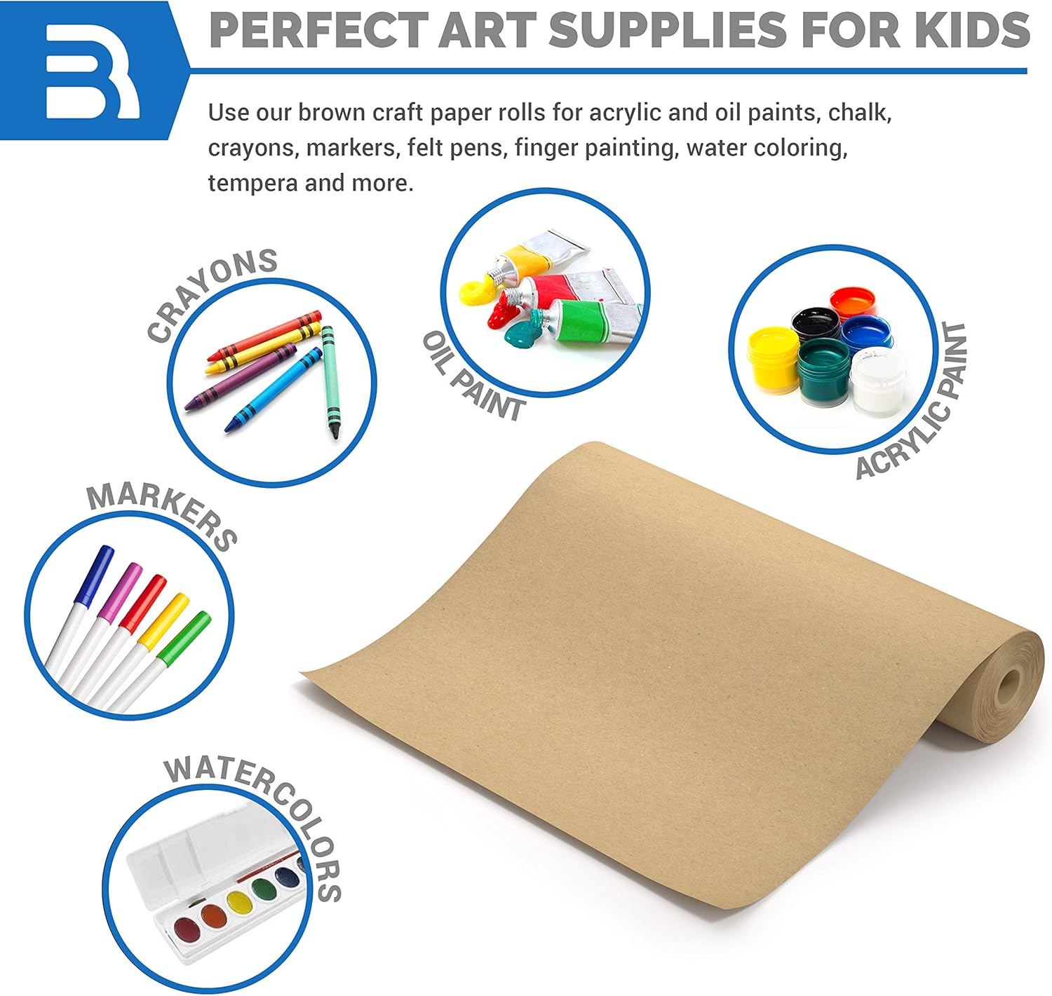 Brown Kraft Paper Roll - 18" x 1, 200" (100') Made in The USA - Ideal for Packing, Moving, Gift Wrapping, Postal, Shipping, Parcel, Wall Art, Crafts, Bulletin Boards, Floor Covering, Table Runner