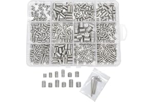 HIQTRADEBYJJ 500pcs Set Screws, Grub Screw Set, Set Screws Assortment Kit M3 M4 M5 M6 M8 for Home Repair, Repair Furniture, Electronic Product, Install Door Lock, DIY, Bathroom Fixtures (Stainless Steel 12 Sizes)