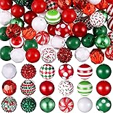 Sasylvia 100 Pcs 20 mm Rhinestone Beads Shine Disco Ball Bubblegum Plastic Chunky Loose Round Spacer Beads for Jewelry Making DIY Craft Pen Bracelet Supplies(Red and Green,Cute Style)