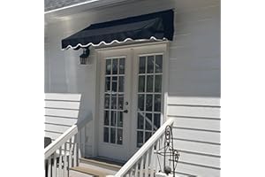 Easyawn Door and Window Sunbrella Canvas Awning / 5 Colors + 3 Sizes/Classic Awning / (Black 8 feet Wide)